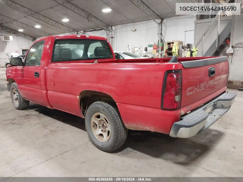 2004 Chevrolet Silverado 1500 Work Truck VIN: 1GCEC14V64Z345690 Lot: 40365559