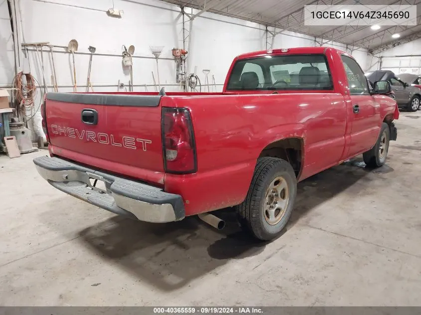 2004 Chevrolet Silverado 1500 Work Truck VIN: 1GCEC14V64Z345690 Lot: 40365559