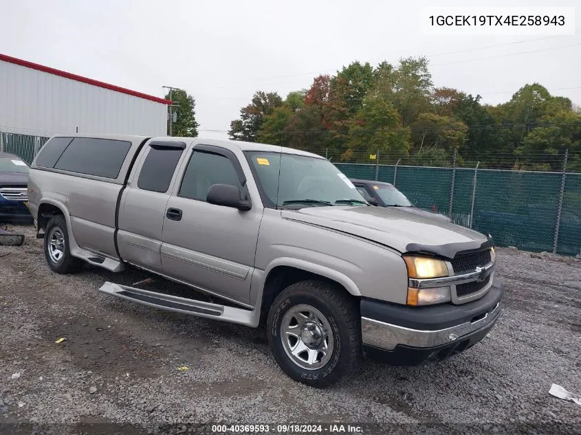 2004 Chevrolet Silverado K1500 VIN: 1GCEK19TX4E258943 Lot: 40369593