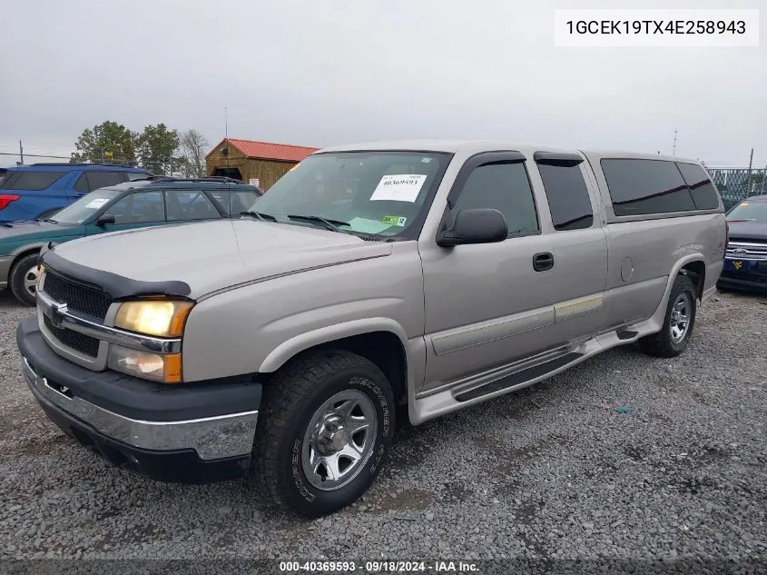 2004 Chevrolet Silverado K1500 VIN: 1GCEK19TX4E258943 Lot: 40369593