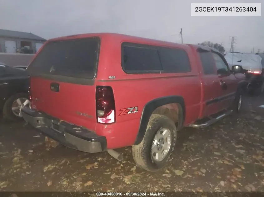 2004 Chevrolet Silverado K1500 VIN: 2GCEK19T341263404 Lot: 40458916