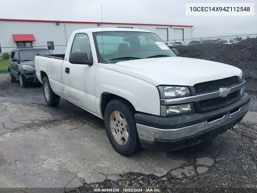 2004 Chevrolet Silverado 1500 Work Truck VIN: 1GCEC14X94Z112548 Lot: 40496339