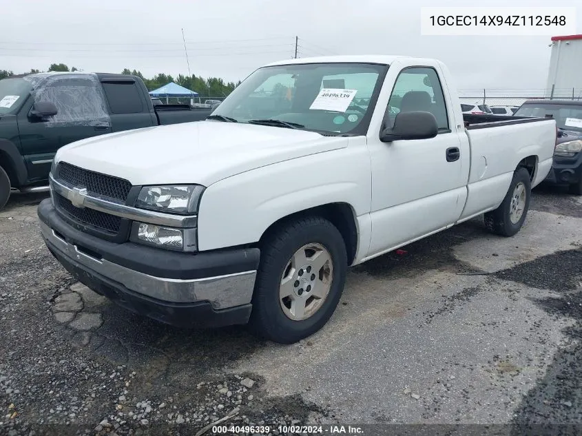 2004 Chevrolet Silverado 1500 Work Truck VIN: 1GCEC14X94Z112548 Lot: 40496339