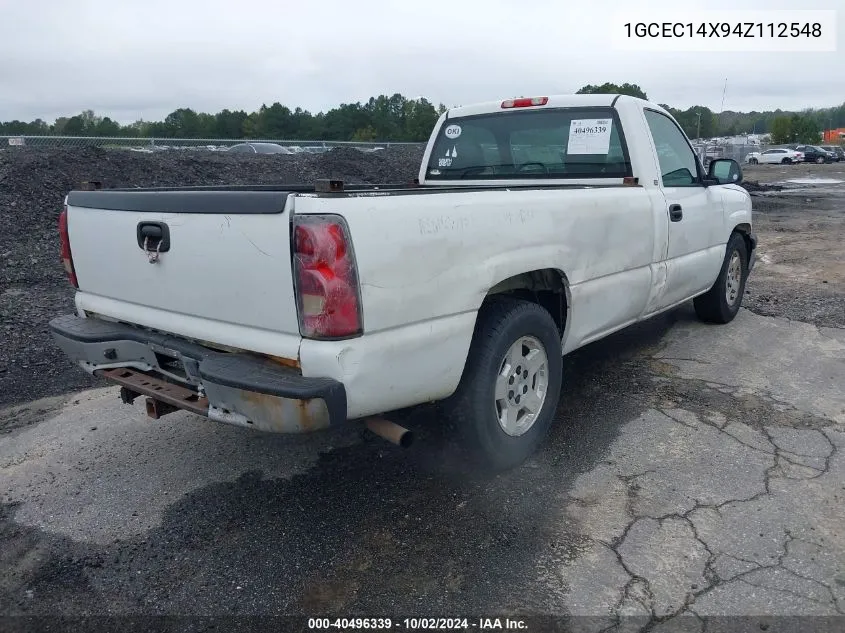 2004 Chevrolet Silverado 1500 Work Truck VIN: 1GCEC14X94Z112548 Lot: 40496339