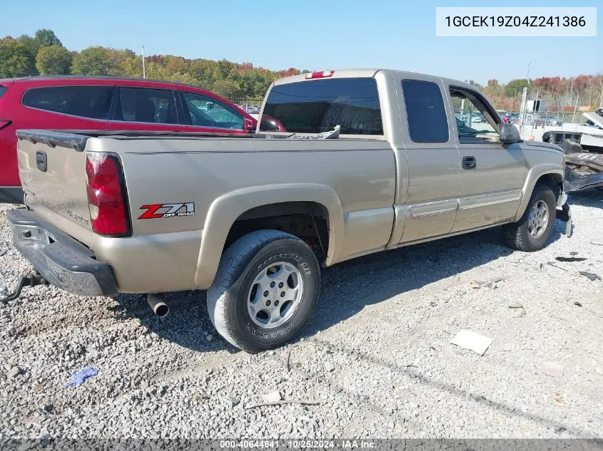 2004 Chevrolet Silverado 1500 Z71 VIN: 1GCEK19Z04Z241386 Lot: 40644841