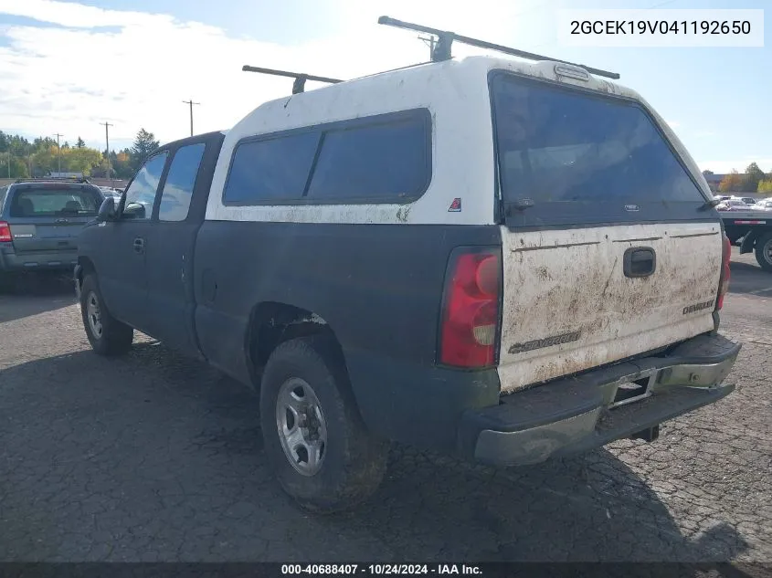 2004 Chevrolet Silverado 1500 Ls VIN: 2GCEK19V041192650 Lot: 40688407