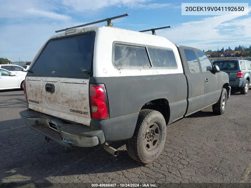 2004 Chevrolet Silverado 1500 Ls VIN: 2GCEK19V041192650 Lot: 40688407