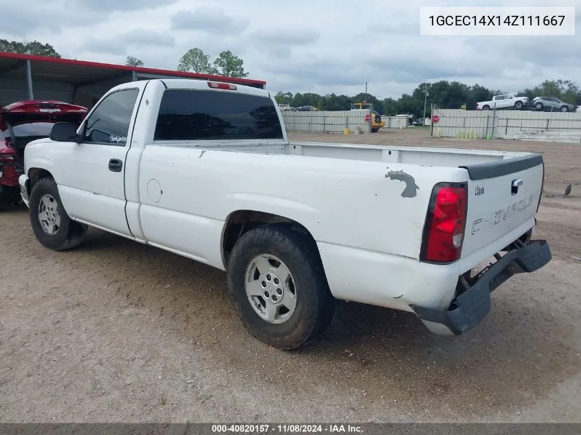 2004 Chevrolet Silverado 1500 Work Truck VIN: 1GCEC14X14Z111667 Lot: 40820157