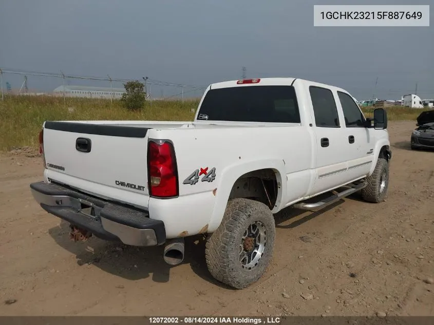 2005 Chevrolet Silverado 2500Hd VIN: 1GCHK23215F887649 Lot: 12072002