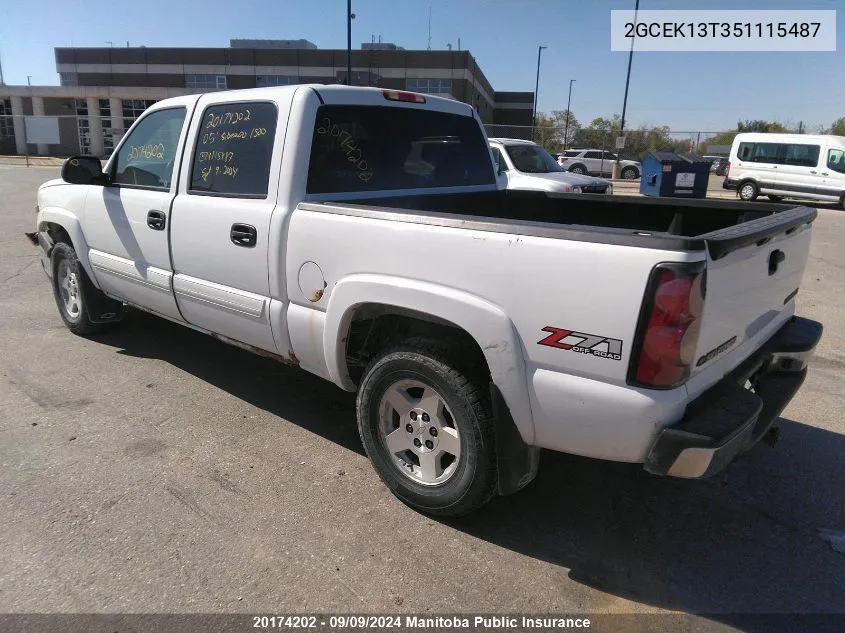 2005 Chevrolet Silverado 1500 Crew Cab VIN: 2GCEK13T351115487 Lot: 20174202