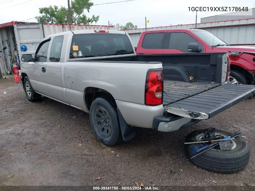 2005 Chevrolet Silverado 1500 Work Truck VIN: 1GCEC19XX5Z178648 Lot: 39341755