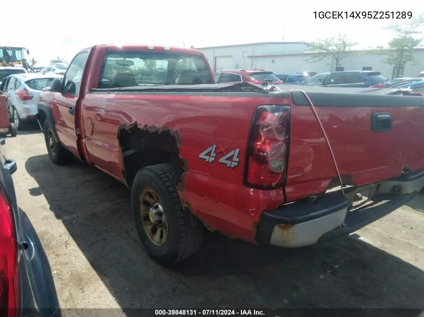 2005 Chevrolet Silverado 1500 Work Truck VIN: 1GCEK14X95Z251289 Lot: 39848131