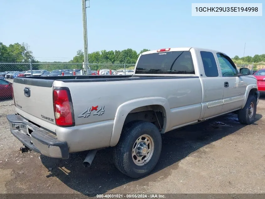 2005 Chevrolet Silverado 2500Hd Ls VIN: 1GCHK29U35E194998 Lot: 40031021