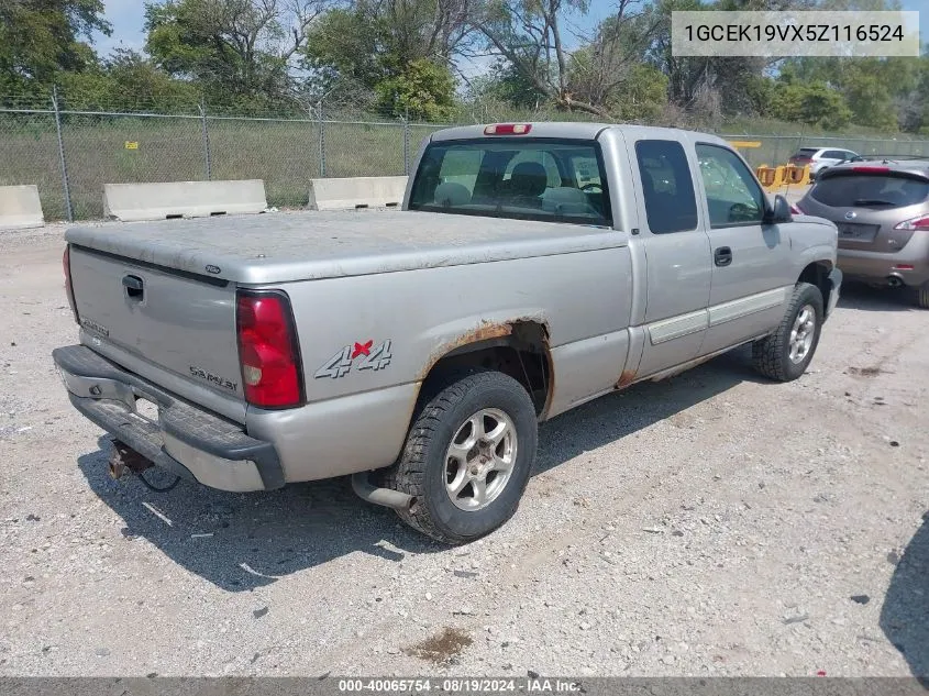 2005 Chevrolet Silverado 1500 Ls VIN: 1GCEK19VX5Z116524 Lot: 40065754