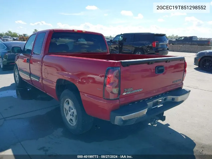 2005 Chevrolet Silverado 1500 Ls VIN: 2GCEC19T851298552 Lot: 40199773