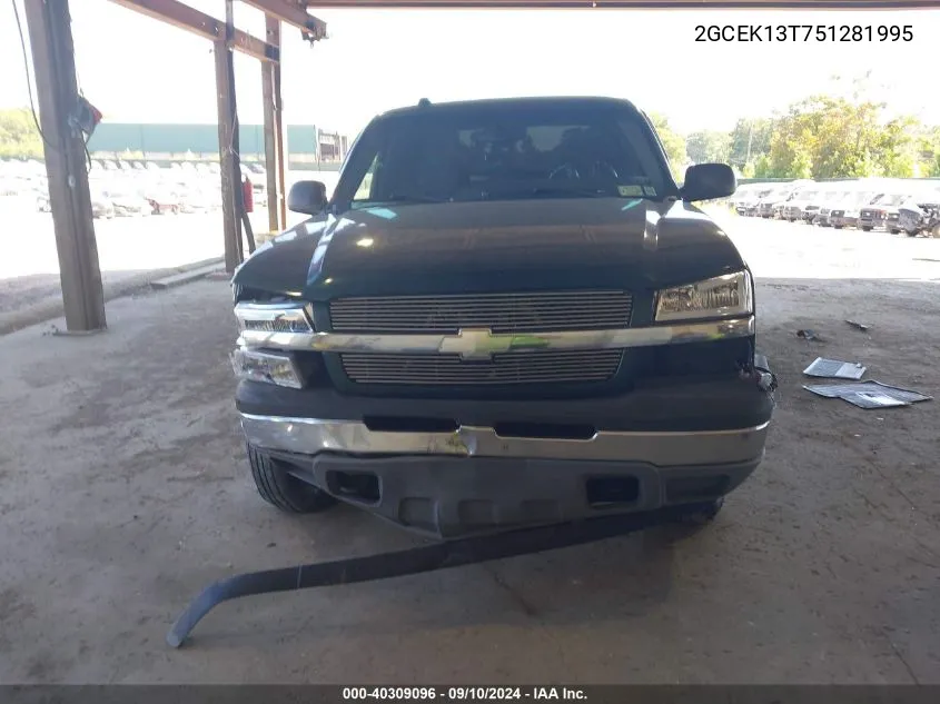 2005 Chevrolet Silverado K1500 VIN: 2GCEK13T751281995 Lot: 40309096