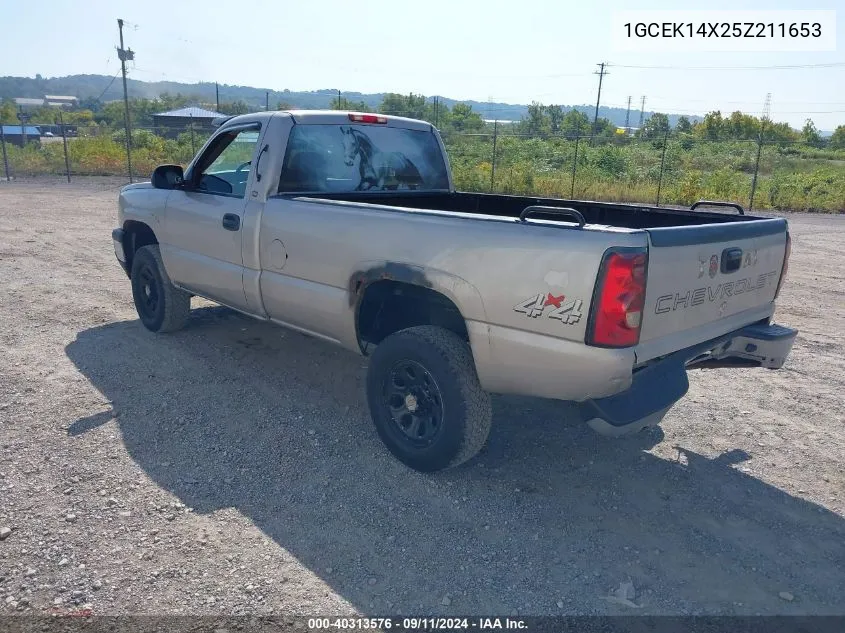 2005 Chevrolet Silverado 1500 Work Truck VIN: 1GCEK14X25Z211653 Lot: 40313576