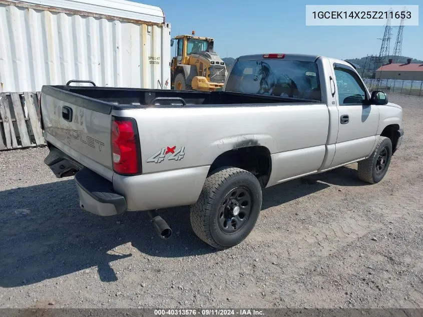 2005 Chevrolet Silverado 1500 Work Truck VIN: 1GCEK14X25Z211653 Lot: 40313576