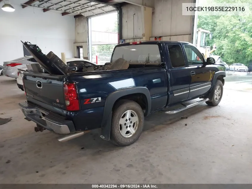 2005 Chevrolet Silverado 1500 Z71 VIN: 1GCEK19B55E229116 Lot: 40342294