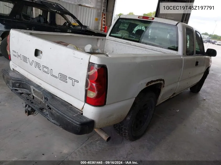 2005 Chevrolet Silverado 1500 Work Truck VIN: 1GCEC19T45Z197791 Lot: 40361445