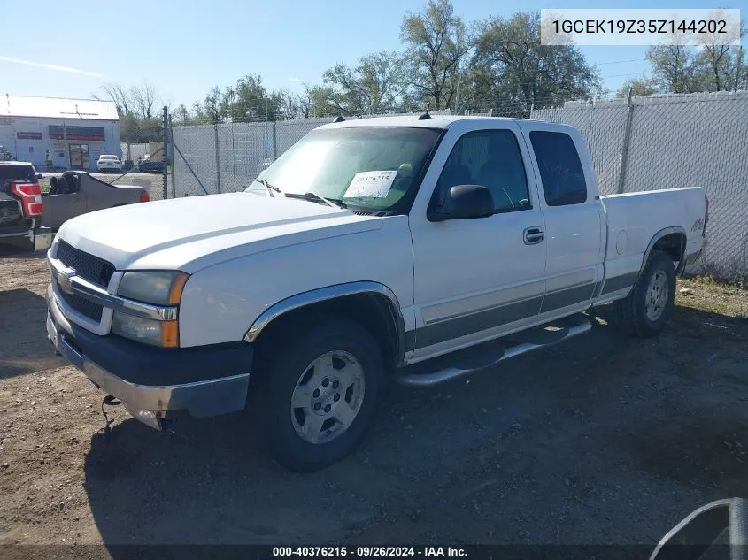 2005 Chevrolet Silverado 1500 K1500 VIN: 1GCEK19Z35Z144202 Lot: 40376215