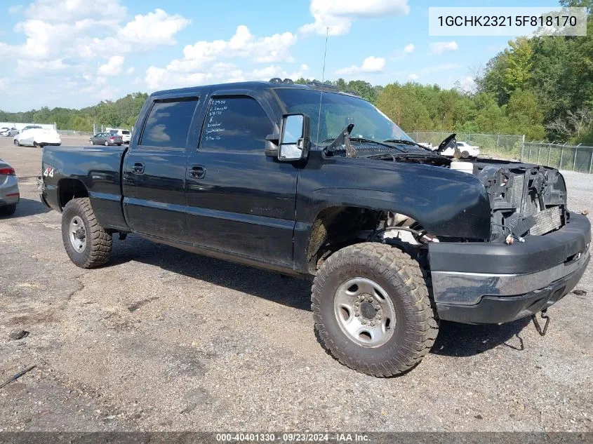 2005 Chevrolet Silverado 2500Hd Lt VIN: 1GCHK23215F818170 Lot: 40401330