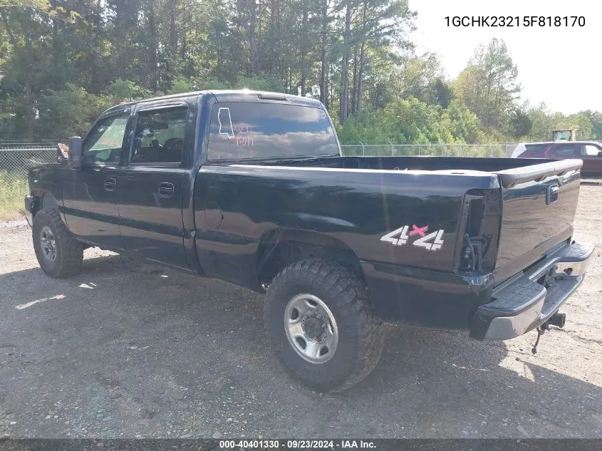 2005 Chevrolet Silverado 2500Hd Lt VIN: 1GCHK23215F818170 Lot: 40401330