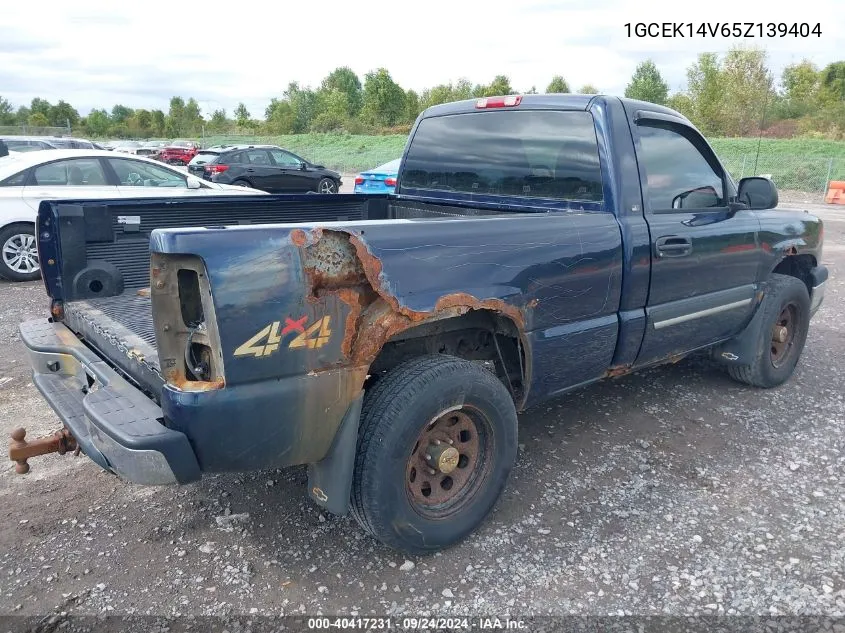 2005 Chevrolet Silverado 1500 VIN: 1GCEK14V65Z139404 Lot: 40417231