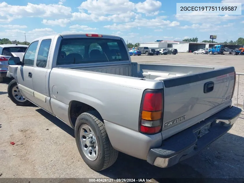 2005 Chevrolet Silverado 1500 C1500 VIN: 2GCEC19T751169587 Lot: 40426121