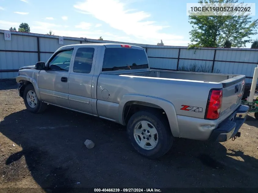 2005 Chevrolet Silverado 1500 Z71 VIN: 1GCEK19B05Z340262 Lot: 40466239