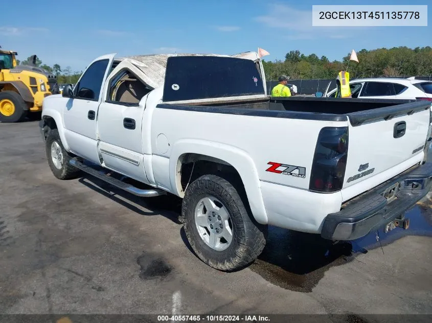 2005 Chevrolet Silverado 1500 Z71 VIN: 2GCEK13T451135778 Lot: 40557465