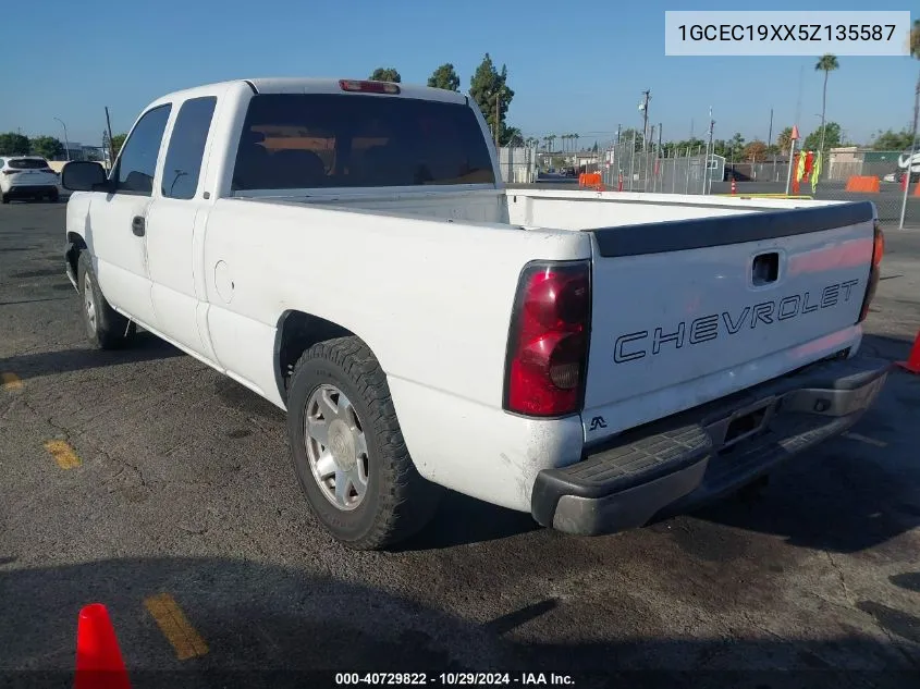 2005 Chevrolet Silverado 1500 Work Truck VIN: 1GCEC19XX5Z135587 Lot: 40729822