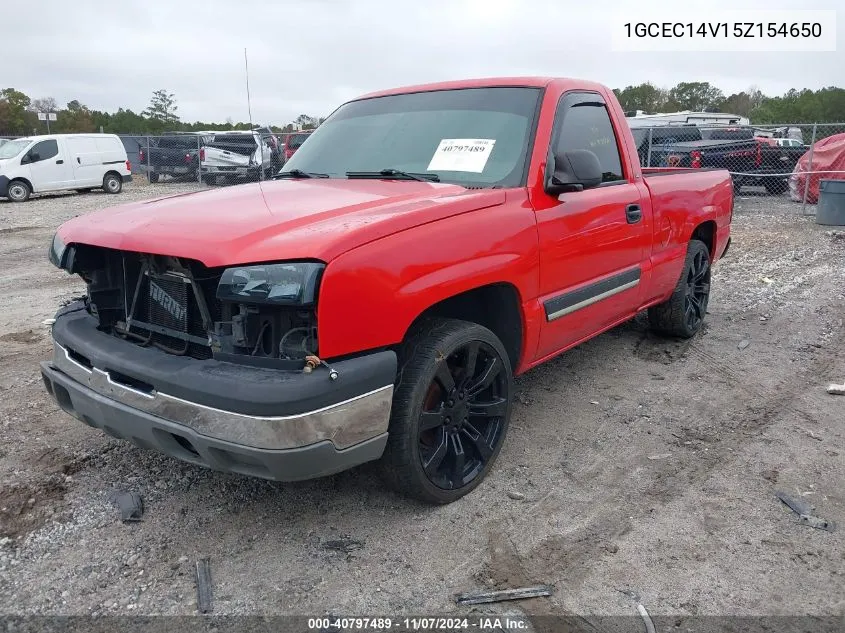 2005 Chevrolet Silverado 1500 Ls VIN: 1GCEC14V15Z154650 Lot: 40797489