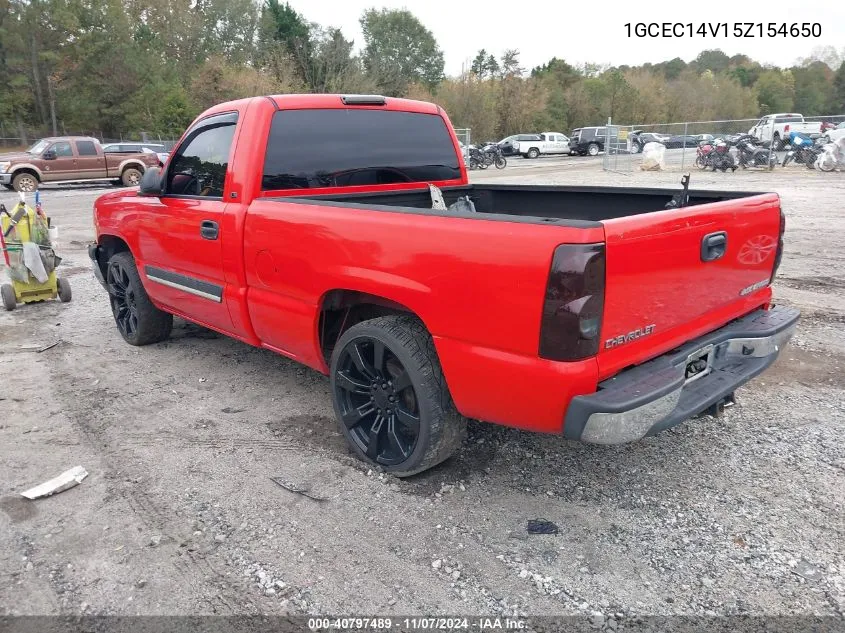 2005 Chevrolet Silverado 1500 Ls VIN: 1GCEC14V15Z154650 Lot: 40797489