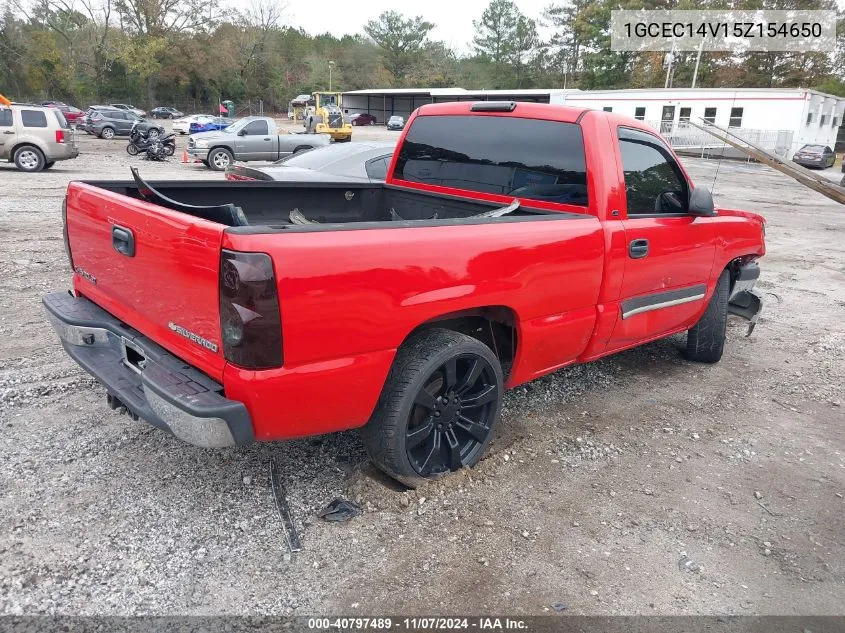 2005 Chevrolet Silverado 1500 Ls VIN: 1GCEC14V15Z154650 Lot: 40797489