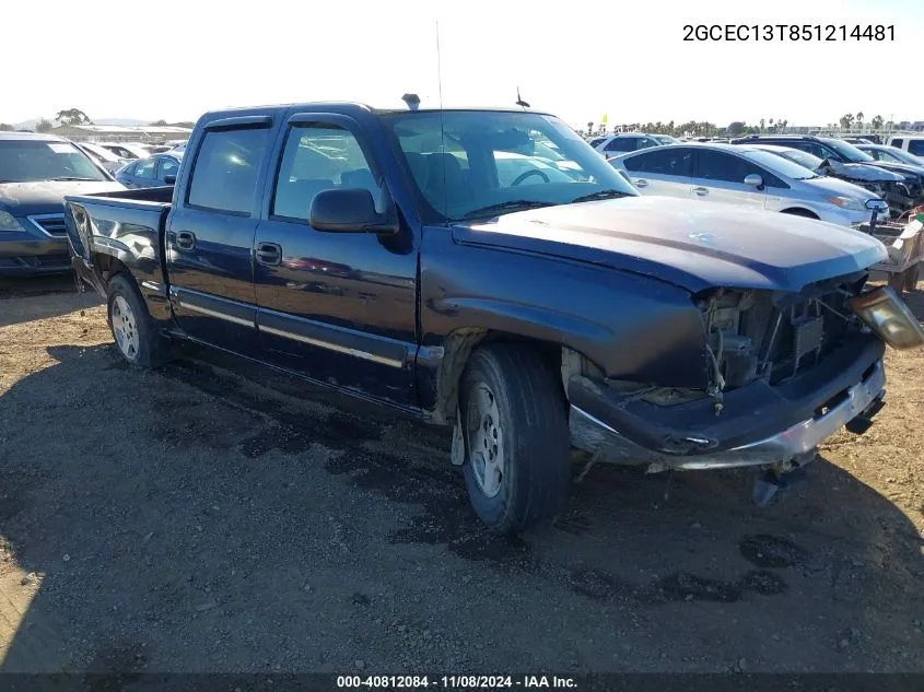 2005 Chevrolet Silverado 1500 Ls VIN: 2GCEC13T851214481 Lot: 40812084