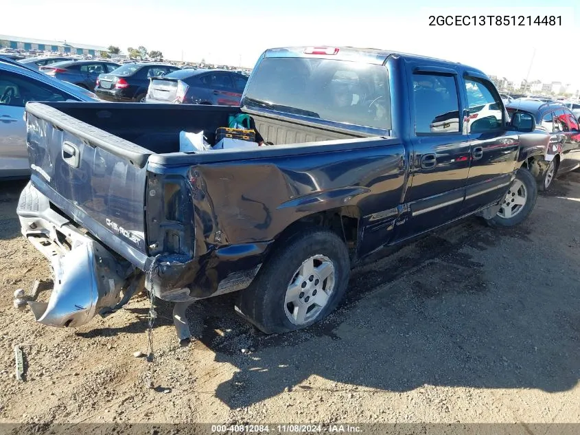 2005 Chevrolet Silverado 1500 Ls VIN: 2GCEC13T851214481 Lot: 40812084