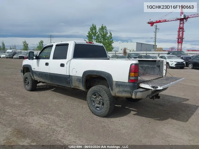 2006 Chevrolet Silverado 2500Hd VIN: 1GCHK23D16F190663 Lot: 12021599