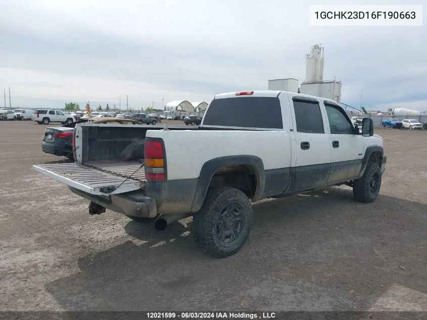 2006 Chevrolet Silverado 2500Hd VIN: 1GCHK23D16F190663 Lot: 12021599