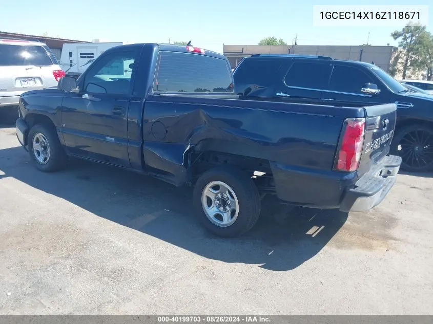 2006 Chevrolet Silverado 1500 Ls VIN: 1GCEC14X16Z118671 Lot: 40199703