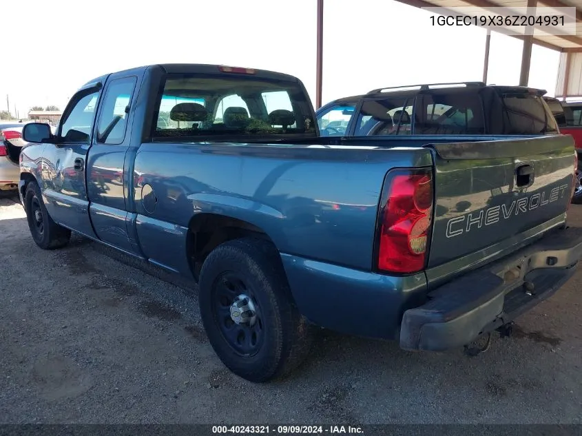 2006 Chevrolet Silverado 1500 Work Truck VIN: 1GCEC19X36Z204931 Lot: 40243321