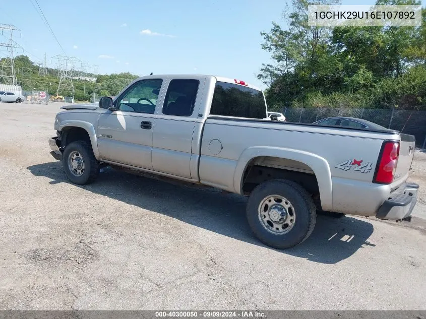 2006 Chevrolet Silverado 2500Hd Lt1 VIN: 1GCHK29U16E107892 Lot: 40300050