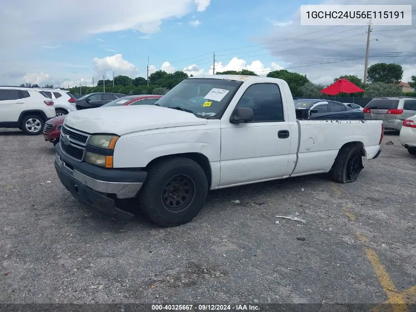 2006 Chevrolet Silverado 2500Hd C2500 Heavy Duty VIN: 1GCHC24U56E115191 Lot: 40325667