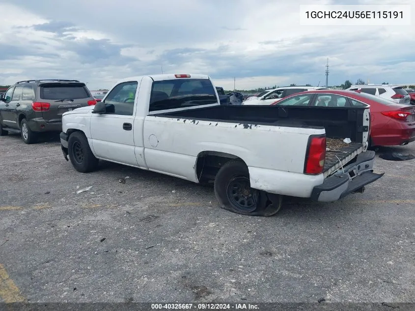 2006 Chevrolet Silverado 2500Hd C2500 Heavy Duty VIN: 1GCHC24U56E115191 Lot: 40325667