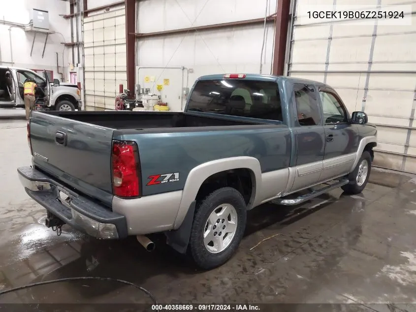 2006 Chevrolet Silverado 1500 Lt1 VIN: 1GCEK19B06Z251924 Lot: 40358669