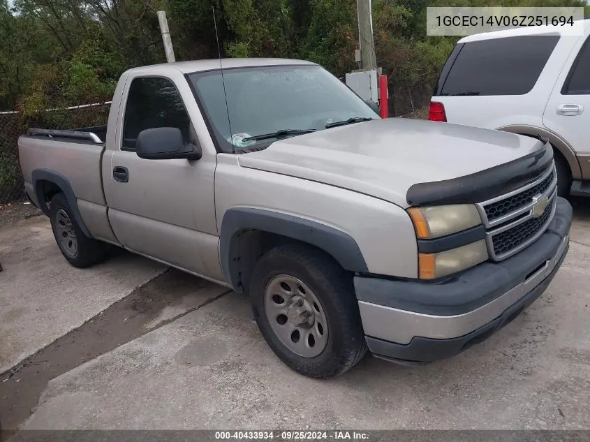 2006 Chevrolet Silverado 1500 Work Truck VIN: 1GCEC14V06Z251694 Lot: 40433934