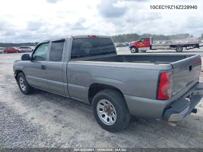 2006 Chevrolet Silverado 1500 Work Truck VIN: 1GCEC19Z16Z228940 Lot: 40518801