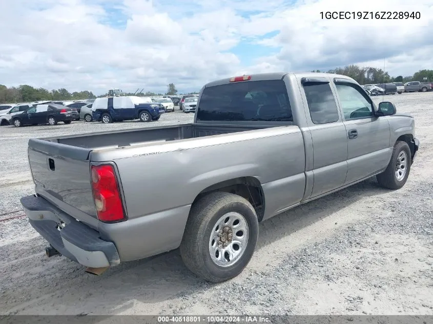 2006 Chevrolet Silverado 1500 Work Truck VIN: 1GCEC19Z16Z228940 Lot: 40518801