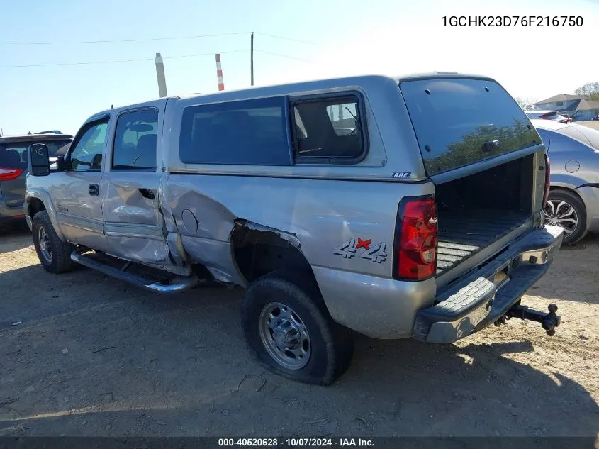 2006 Chevrolet Silverado 2500Hd Lt2 VIN: 1GCHK23D76F216750 Lot: 40520628