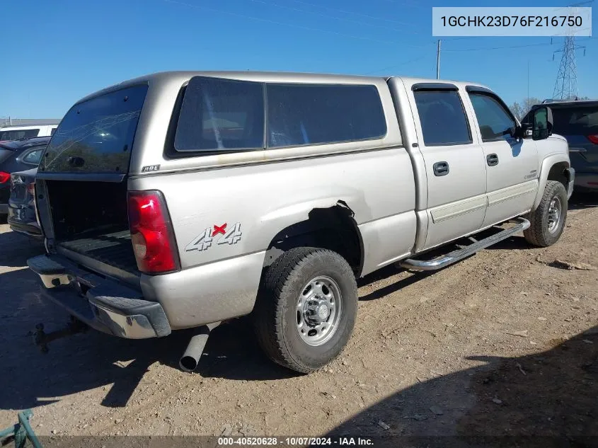 2006 Chevrolet Silverado 2500Hd Lt2 VIN: 1GCHK23D76F216750 Lot: 40520628